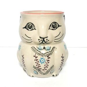 Yokohama Studio Cat Mug Hand Painted 3D Embossed Cup Ceramic Pottery Miyabi